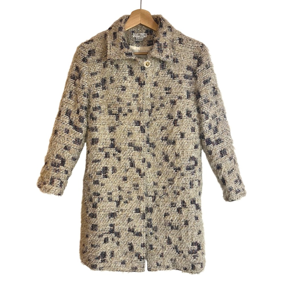 Vtg Grace Chuang Fluffy Tweed Boucle Coat